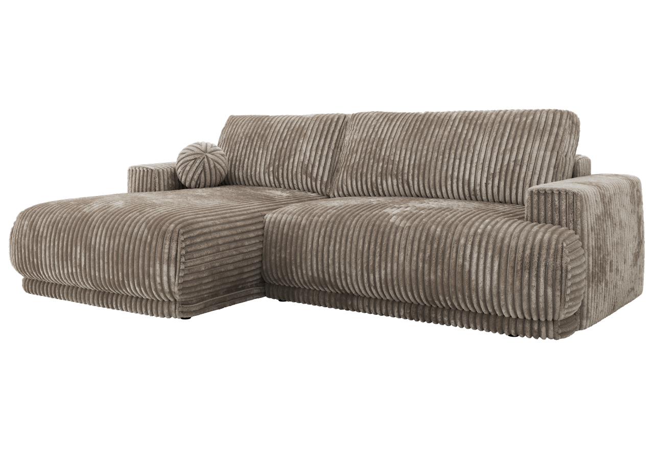 Narożnik RINA L - strona lewa - jasnobrązowy, sztruks