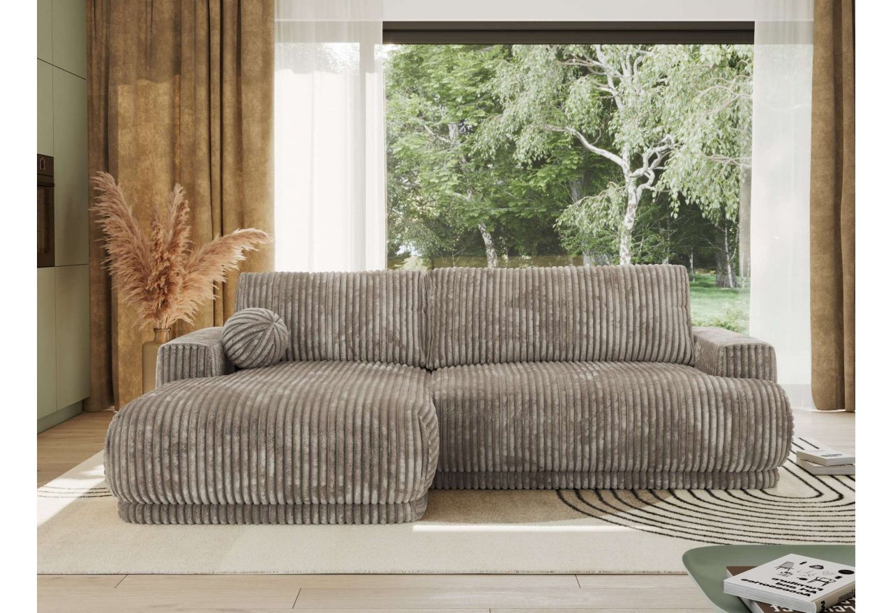 Narożnik RINA L - strona lewa - jasnobrązowy, sztruks