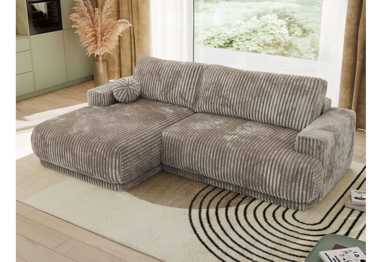 Narożnik RINA L - strona lewa - jasnobrązowy, sztruks