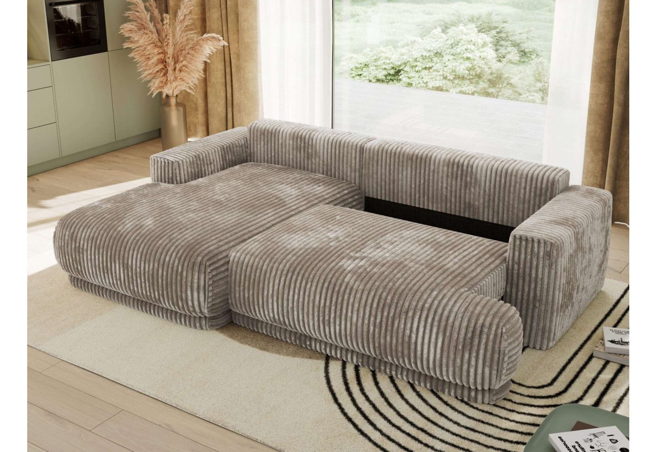 Narożnik RINA L - strona lewa - jasnobrązowy, sztruks