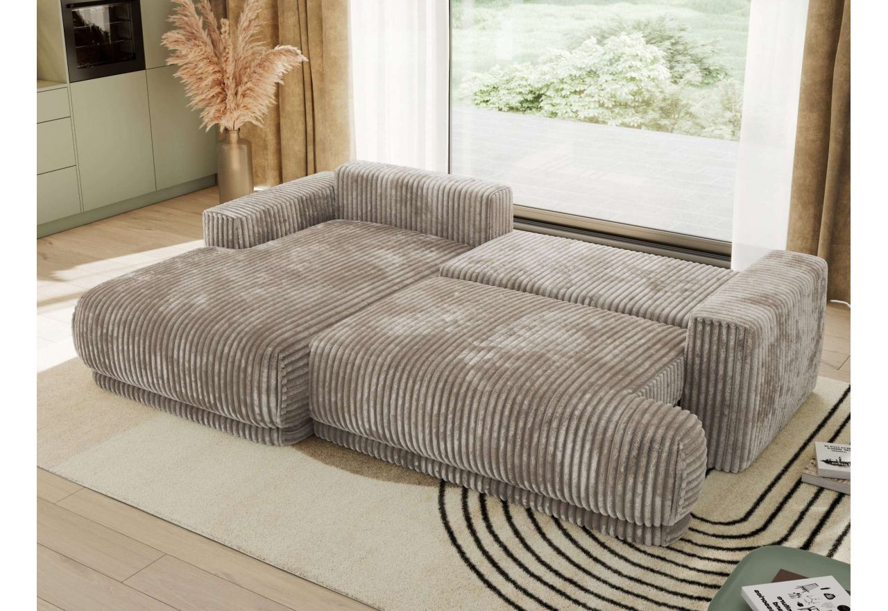 Narożnik RINA L - strona lewa - jasnobrązowy, sztruks