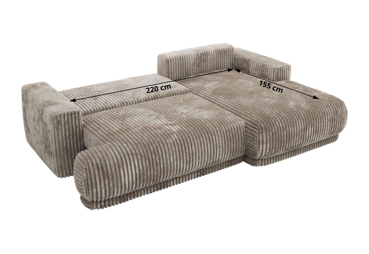 Narożnik RINA L - strona lewa - jasnobrązowy, sztruks