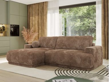 Narożnik RINA L - strona lewa - brązowy, sztruks