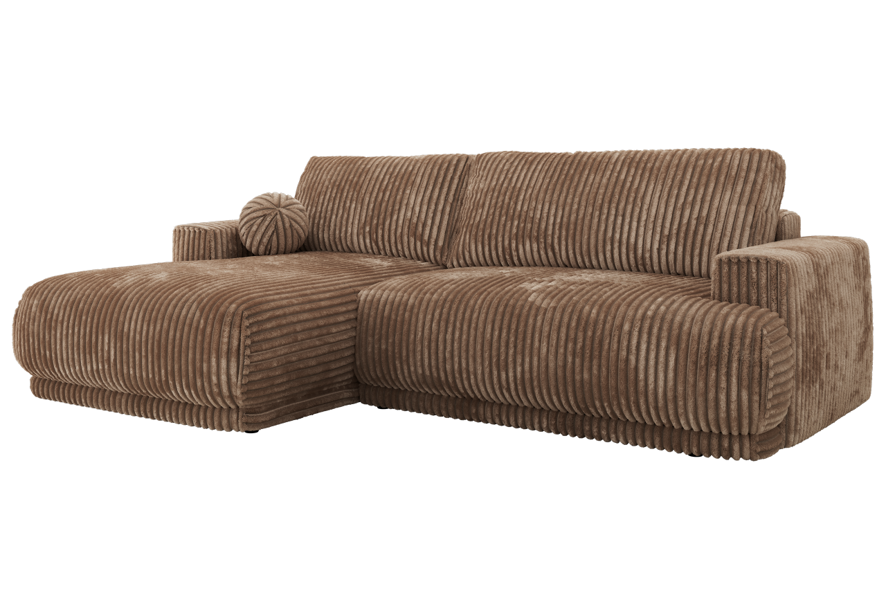 Narożnik RINA L - strona lewa - brązowy, sztruks