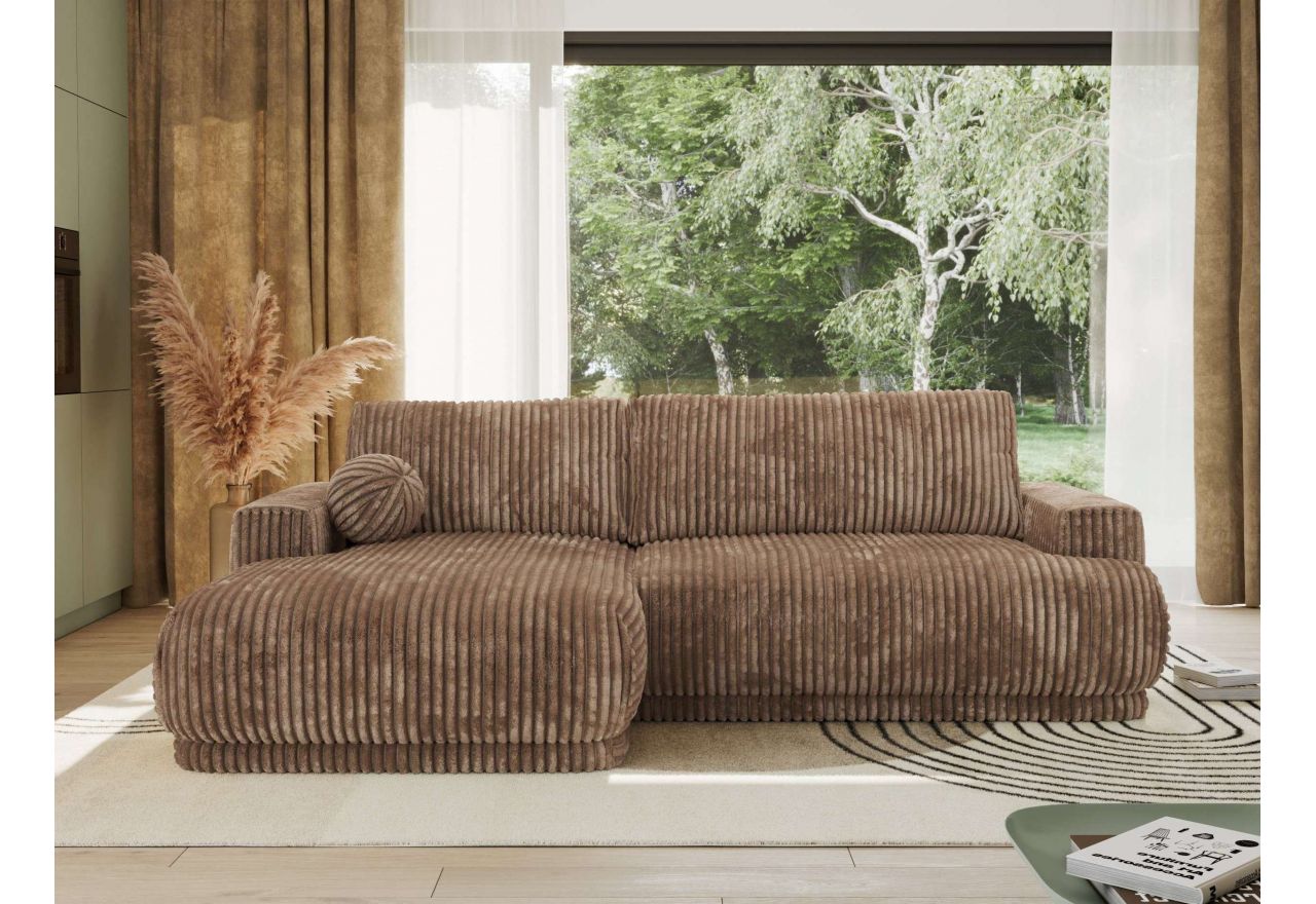 Narożnik RINA L - strona lewa - brązowy, sztruks