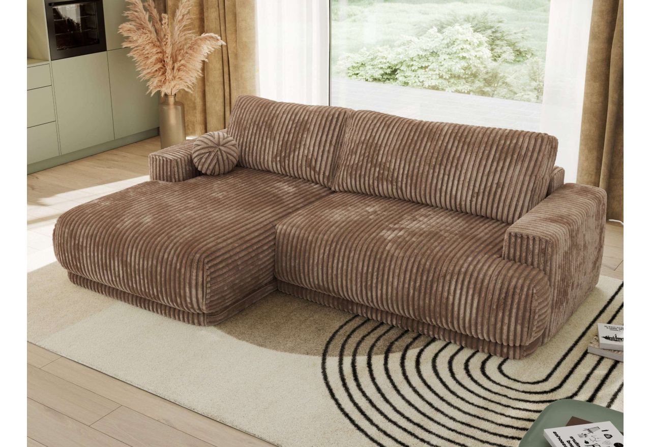 Narożnik RINA L - strona lewa - brązowy, sztruks