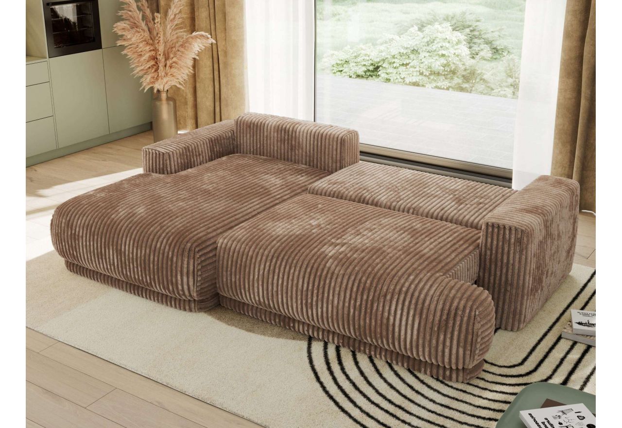 Narożnik RINA L - strona lewa - brązowy, sztruks