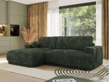 Narożnik RINA L - strona lewa - ciemnozielony, sztruks