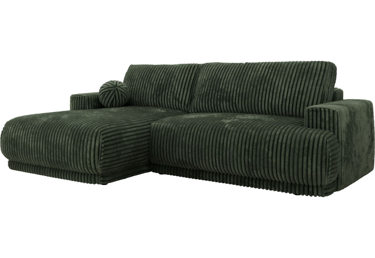 Narożnik RINA L - strona lewa - ciemnozielony, sztruks