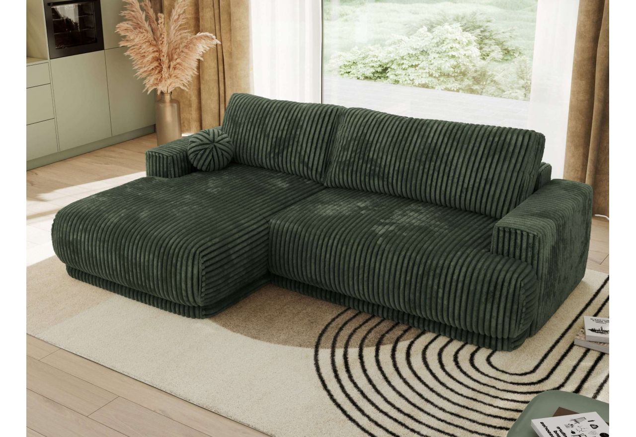 Narożnik RINA L - strona lewa - ciemnozielony, sztruks