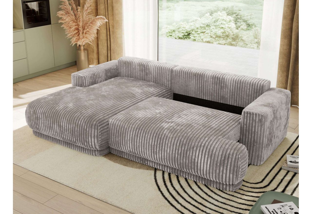 Narożnik RINA L - strona lewa - jasnoszary, sztruks