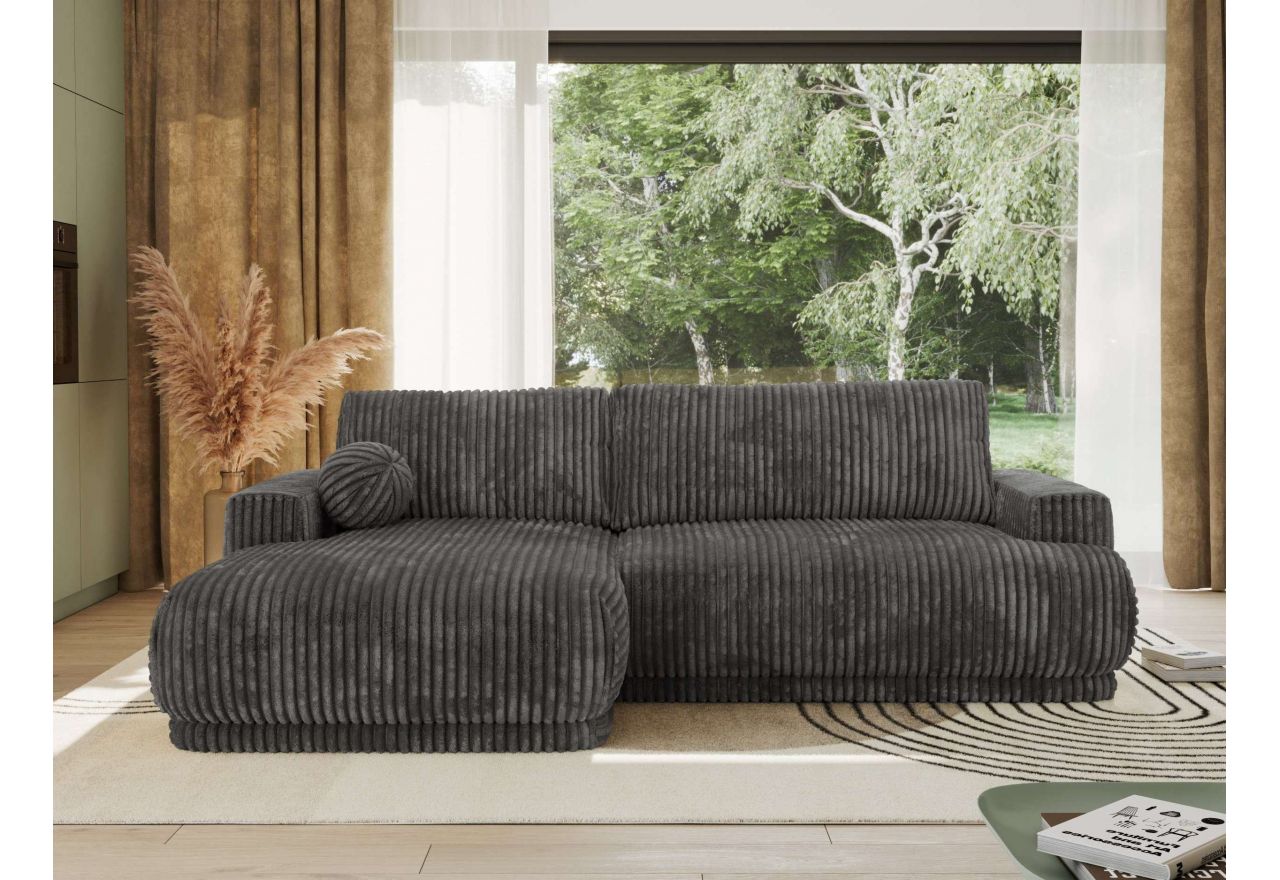 Narożnik RINA L - strona lewa - szary, sztruks