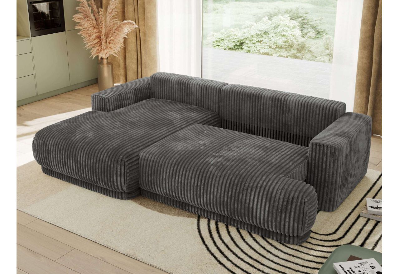 Narożnik RINA L - strona lewa - szary, sztruks