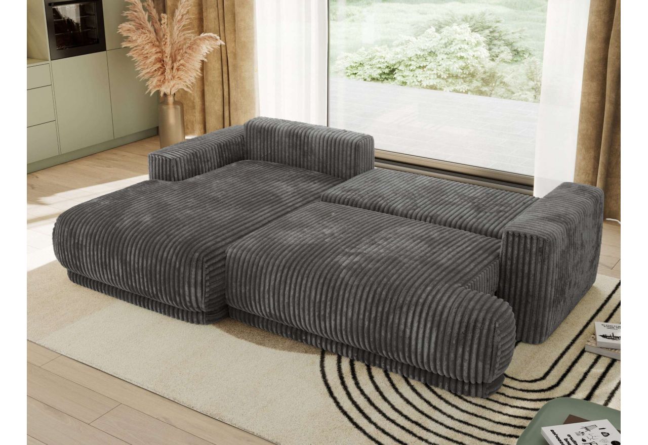 Narożnik RINA L - strona lewa - szary, sztruks