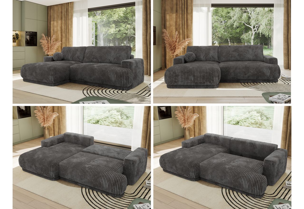 Narożnik RINA L - strona lewa - szary, sztruks