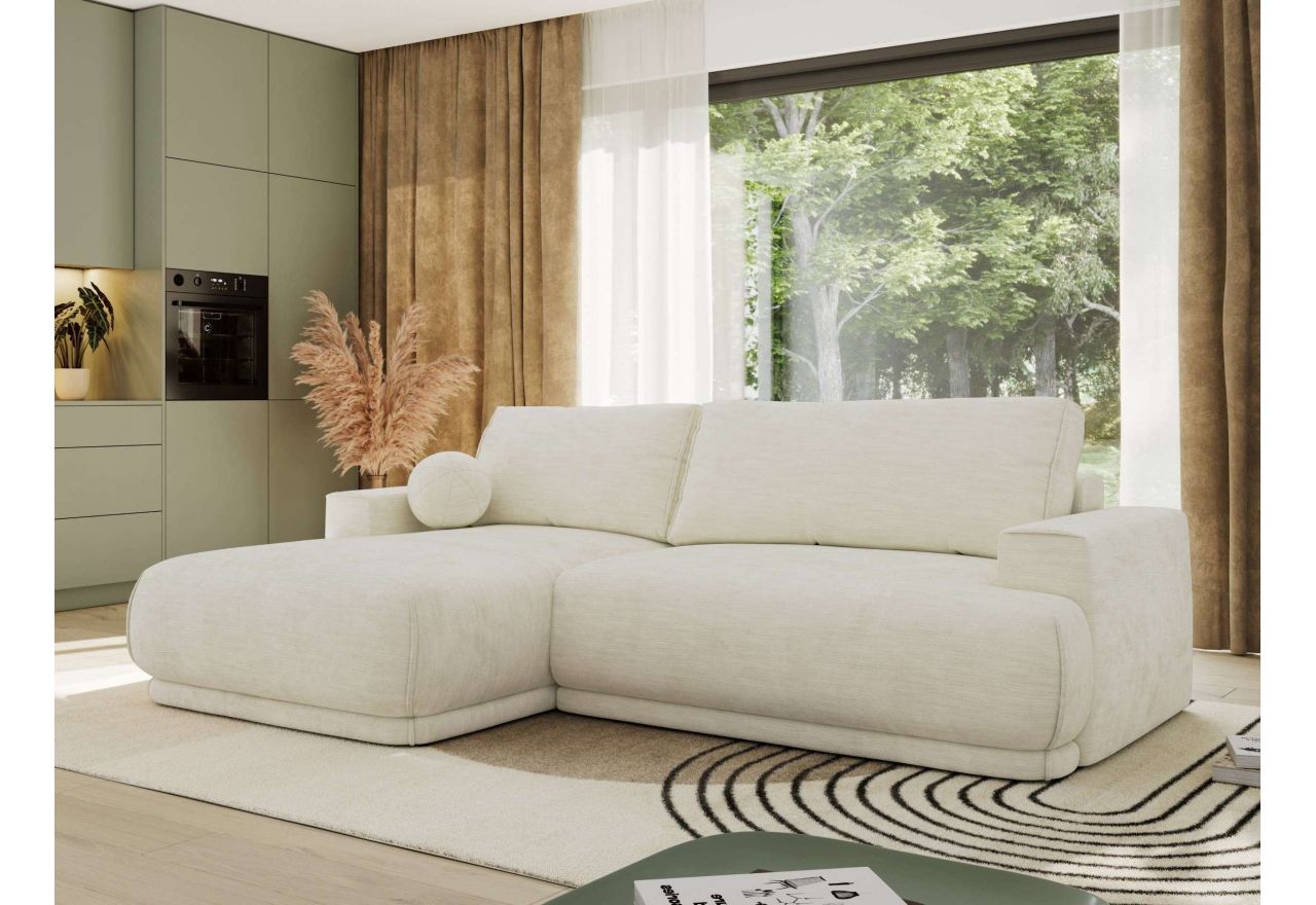 Narożnik RINA L - strona lewa - kremowy, szenil gładki