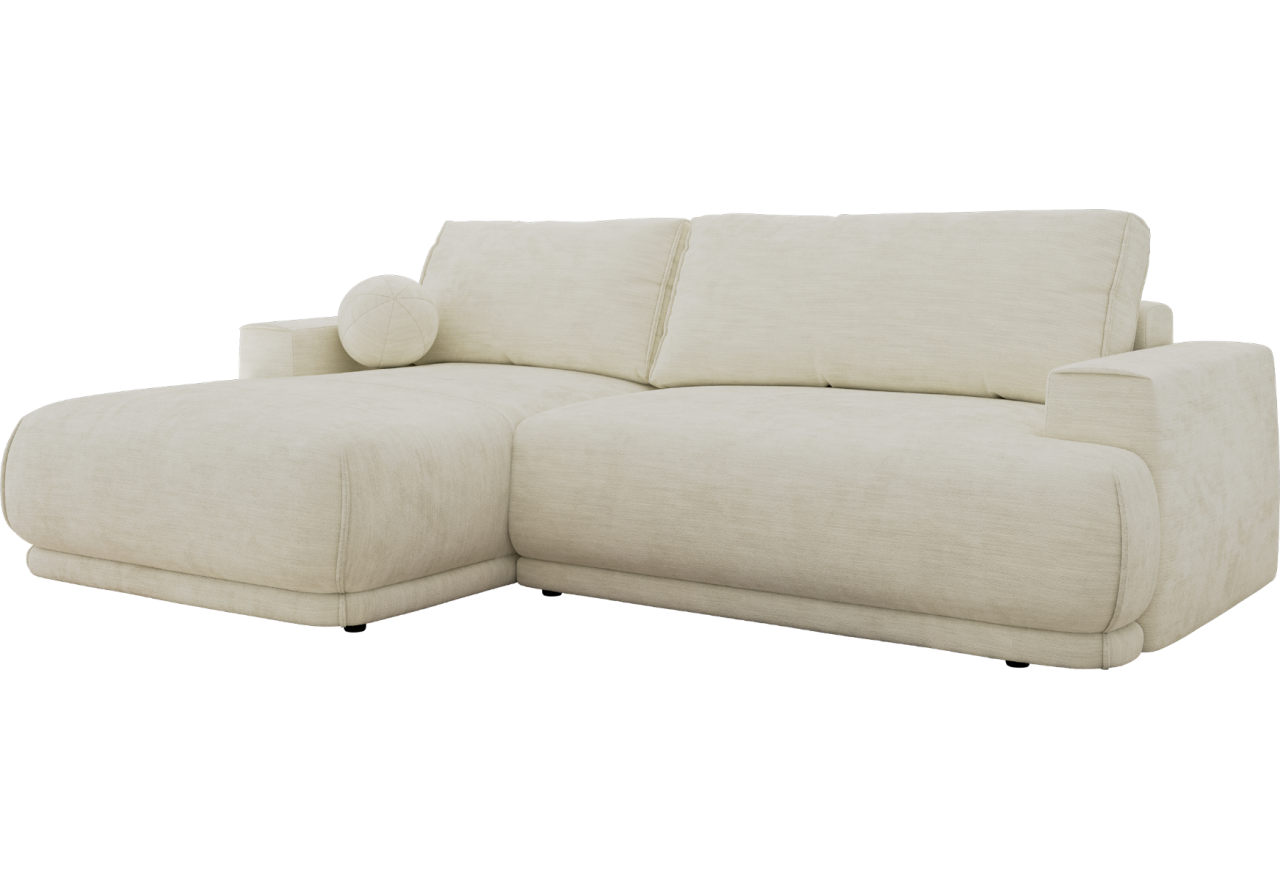Narożnik RINA L - strona lewa - kremowy, szenil gładki
