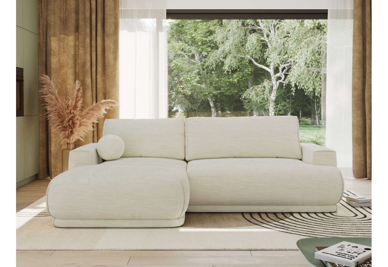 Narożnik RINA L - strona lewa - kremowy, szenil gładki