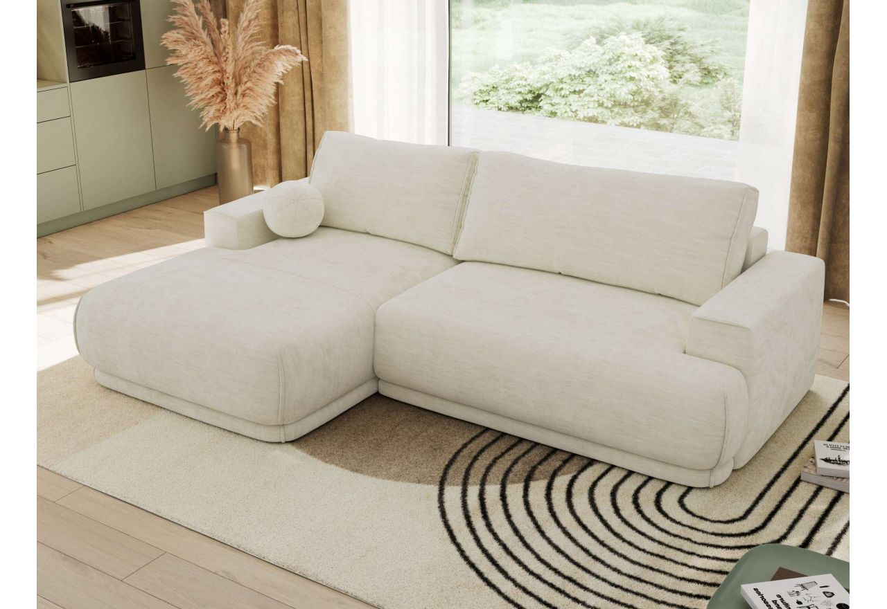 Narożnik RINA L - strona lewa - kremowy, szenil gładki