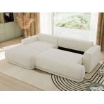 Narożnik RINA L - strona lewa - kremowy, szenil gładki