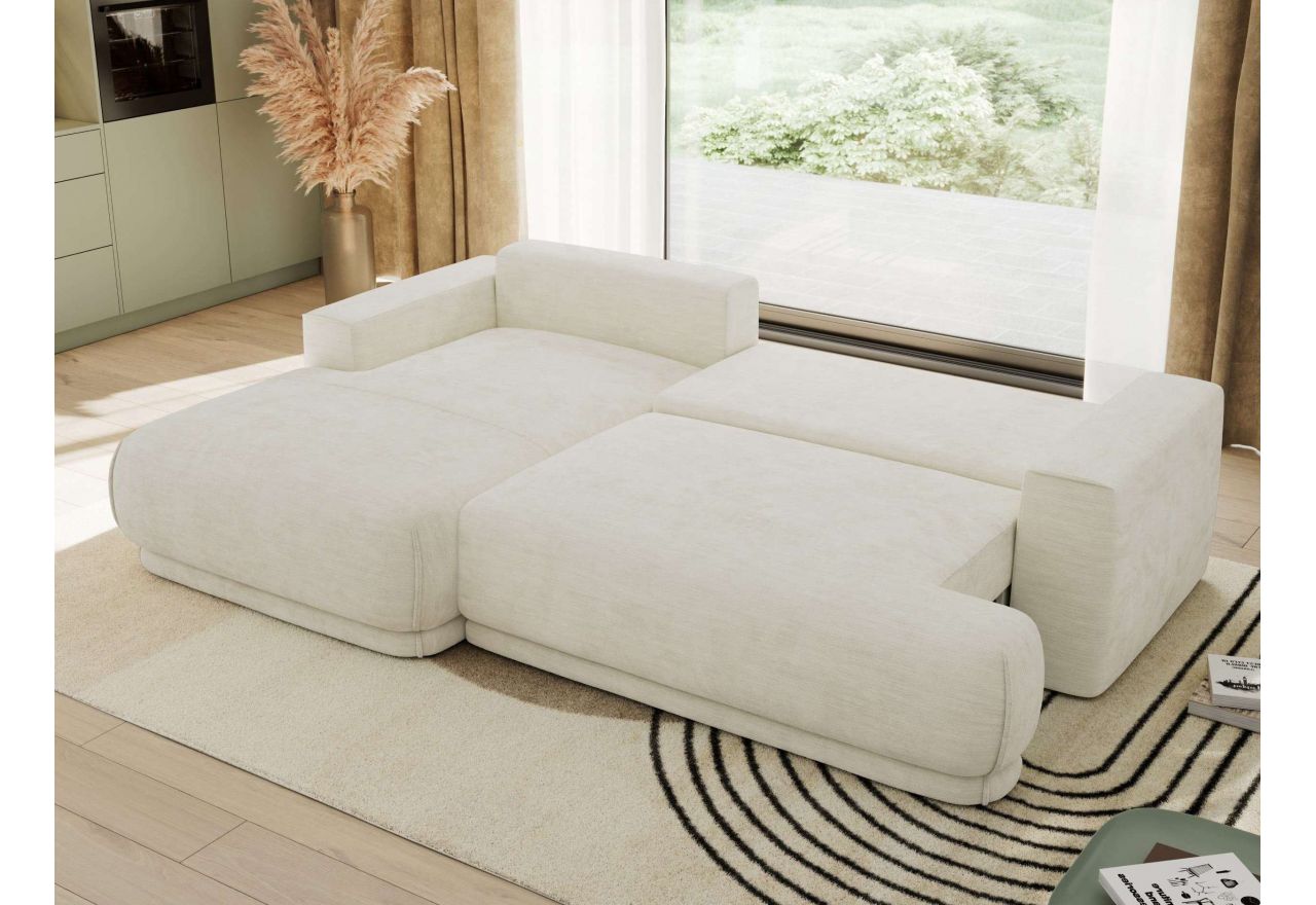 Narożnik RINA L - strona lewa - kremowy, szenil gładki
