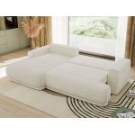 Narożnik RINA L - strona lewa - kremowy, szenil gładki