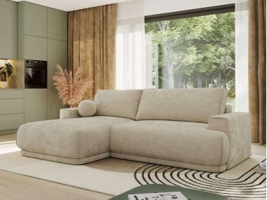 Narożnik RINA L - strona lewa - beżowy, szenil gładki