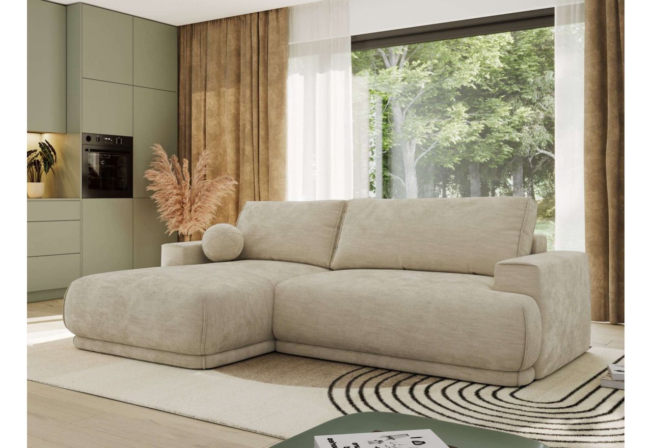 Narożnik RINA L - strona lewa - beżowy, szenil gładki