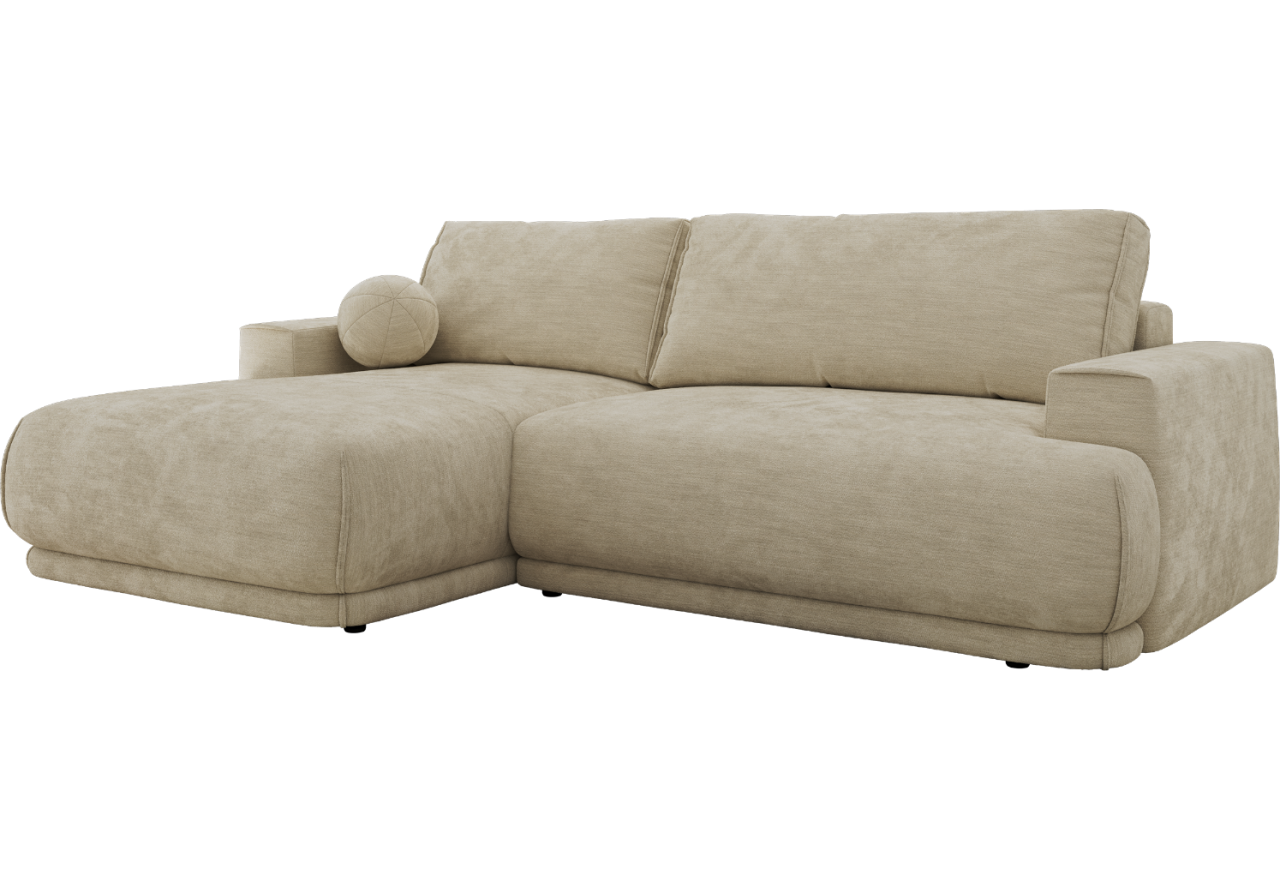 Narożnik RINA L - strona lewa - beżowy, szenil gładki