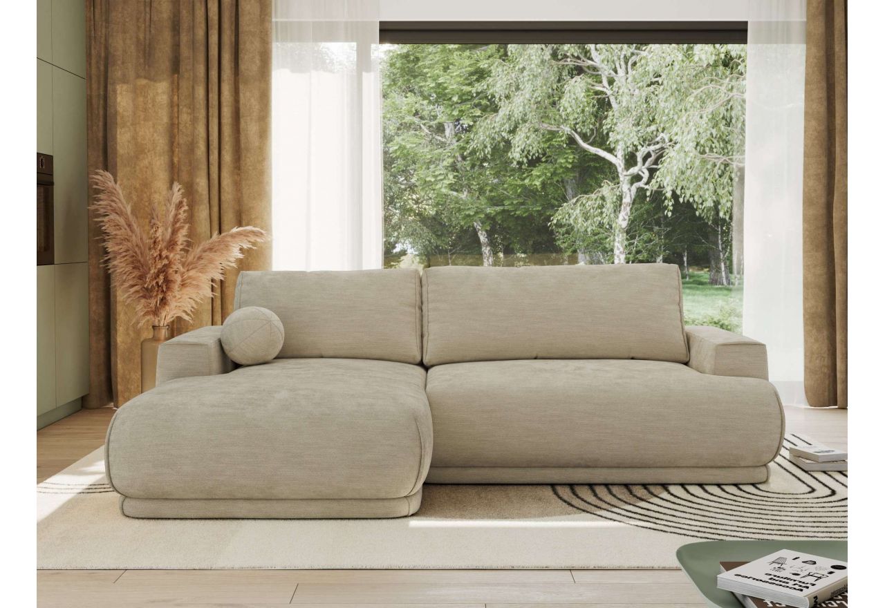 Narożnik RINA L - strona lewa - beżowy, szenil gładki