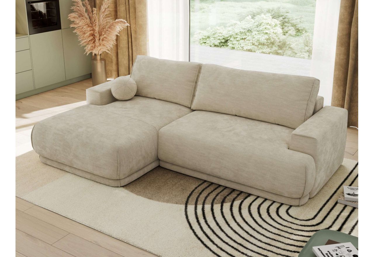 Narożnik RINA L - strona lewa - beżowy, szenil gładki
