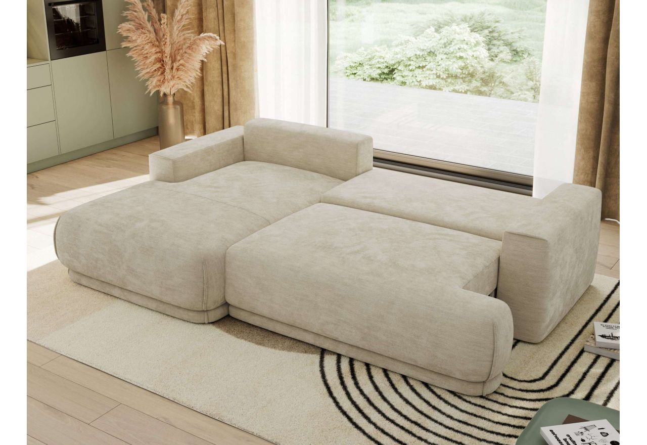 Narożnik RINA L - strona lewa - beżowy, szenil gładki