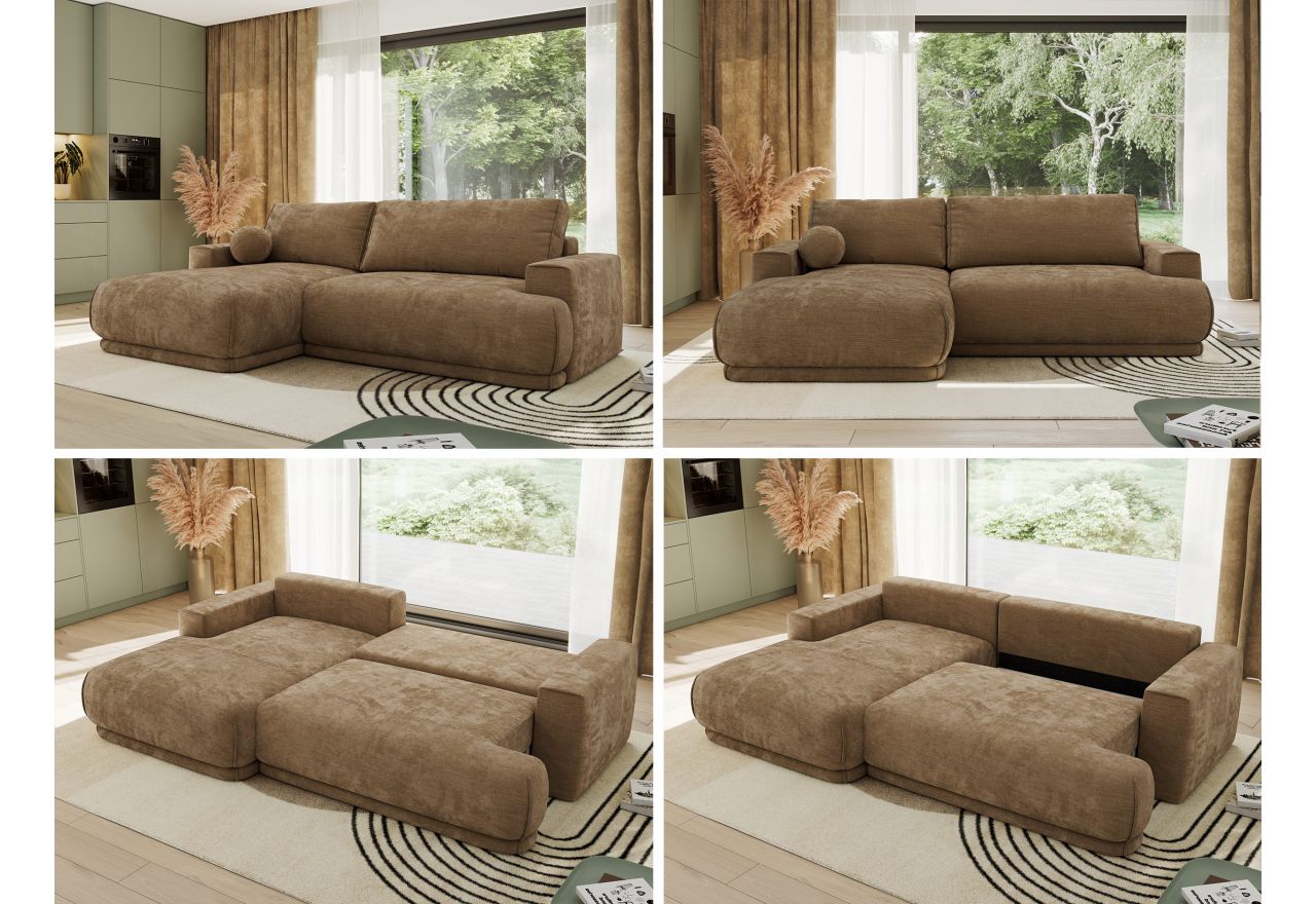 Narożnik RINA L - strona lewa - brązowy, szenil gładki