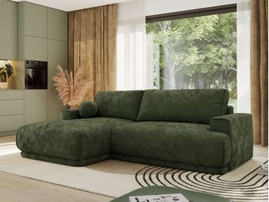 Narożnik RINA L - strona lewa - ciemnozielony, szenil gładki