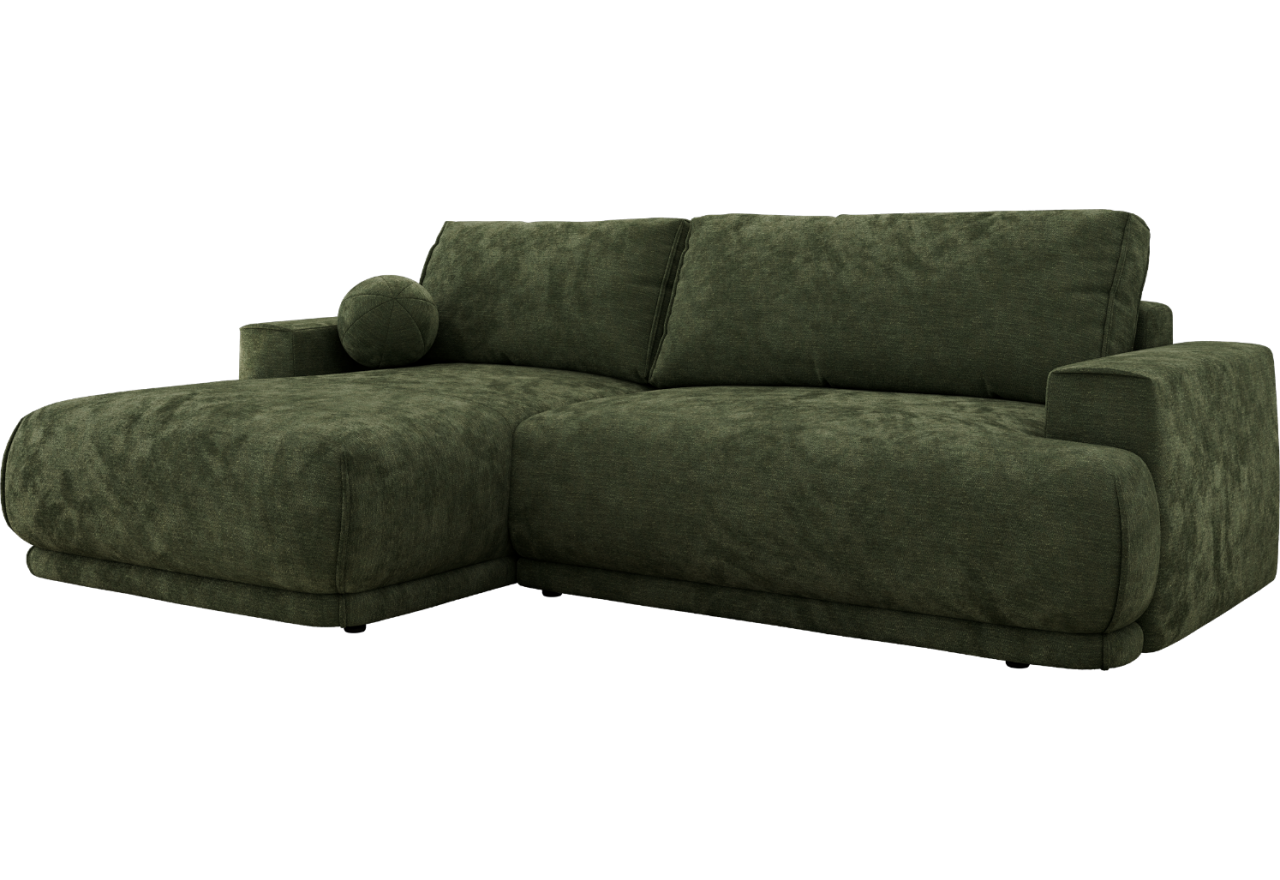 Narożnik RINA L - strona lewa - ciemnozielony, szenil gładki