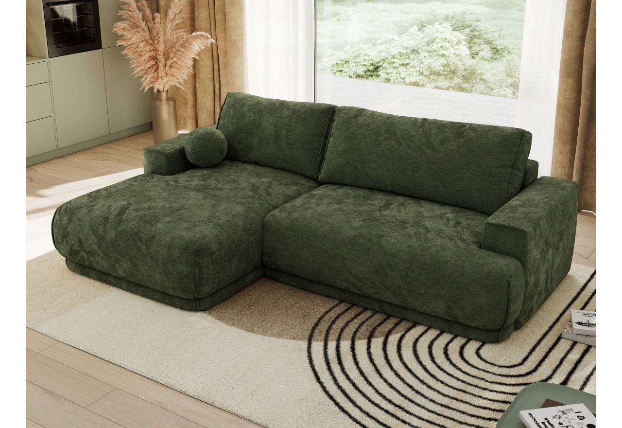 Narożnik RINA L - strona lewa - ciemnozielony, szenil gładki