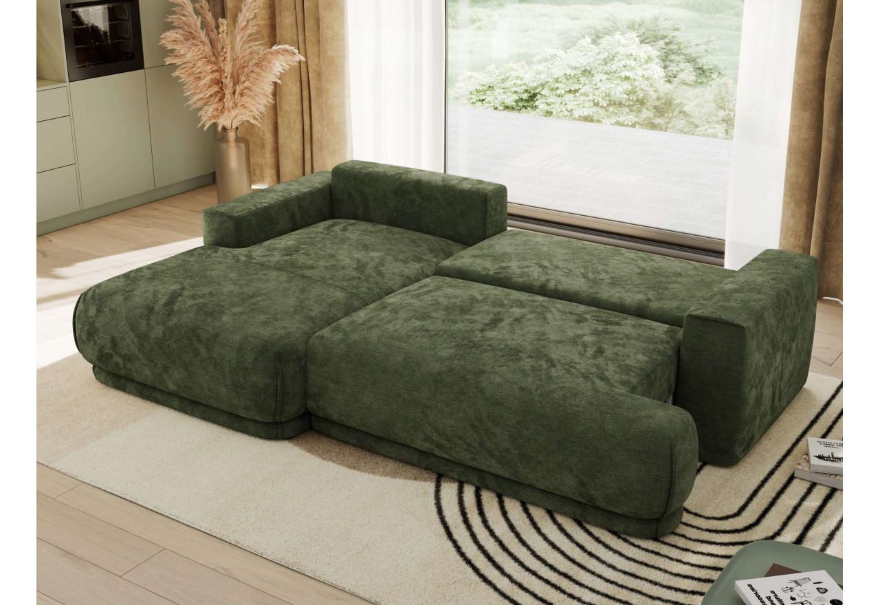 Narożnik RINA L - strona lewa - ciemnozielony, szenil gładki