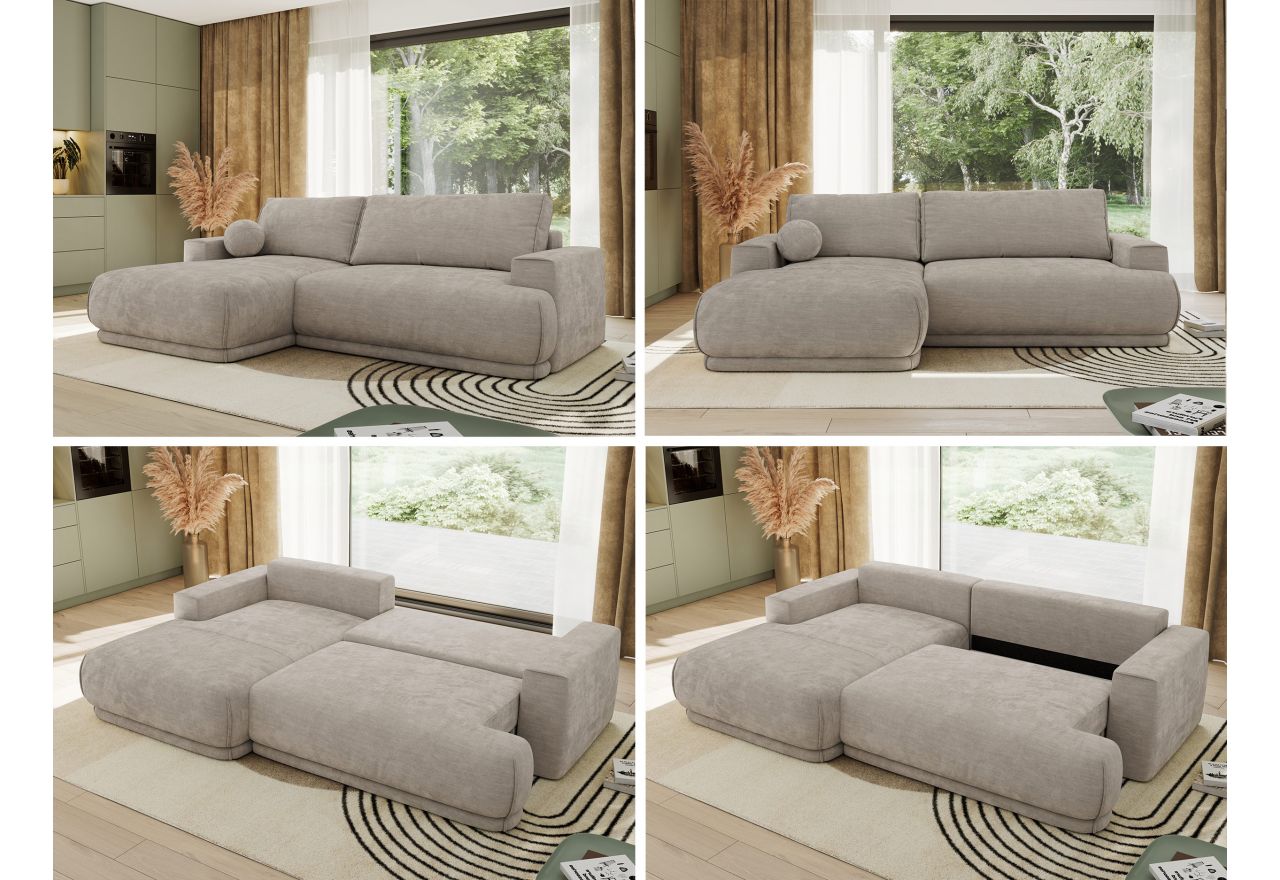 Narożnik RINA L - strona lewa - jasnoszary, szenil gładki