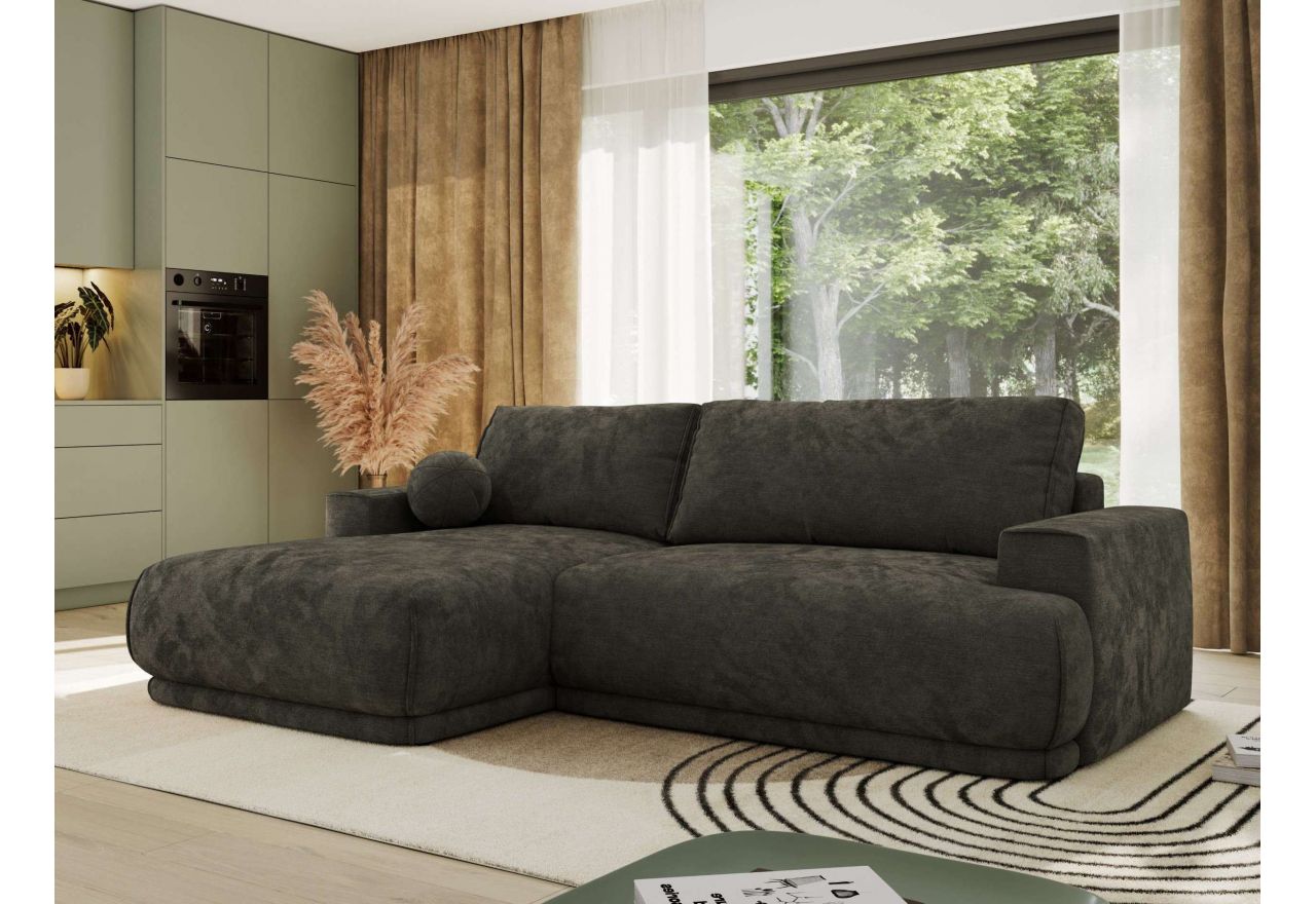 Narożnik RINA L - strona lewa - ciemnoszary, szenil gładki