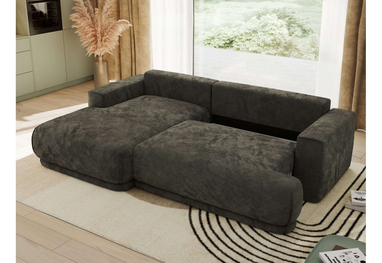 Narożnik RINA L - strona lewa - ciemnoszary, szenil gładki