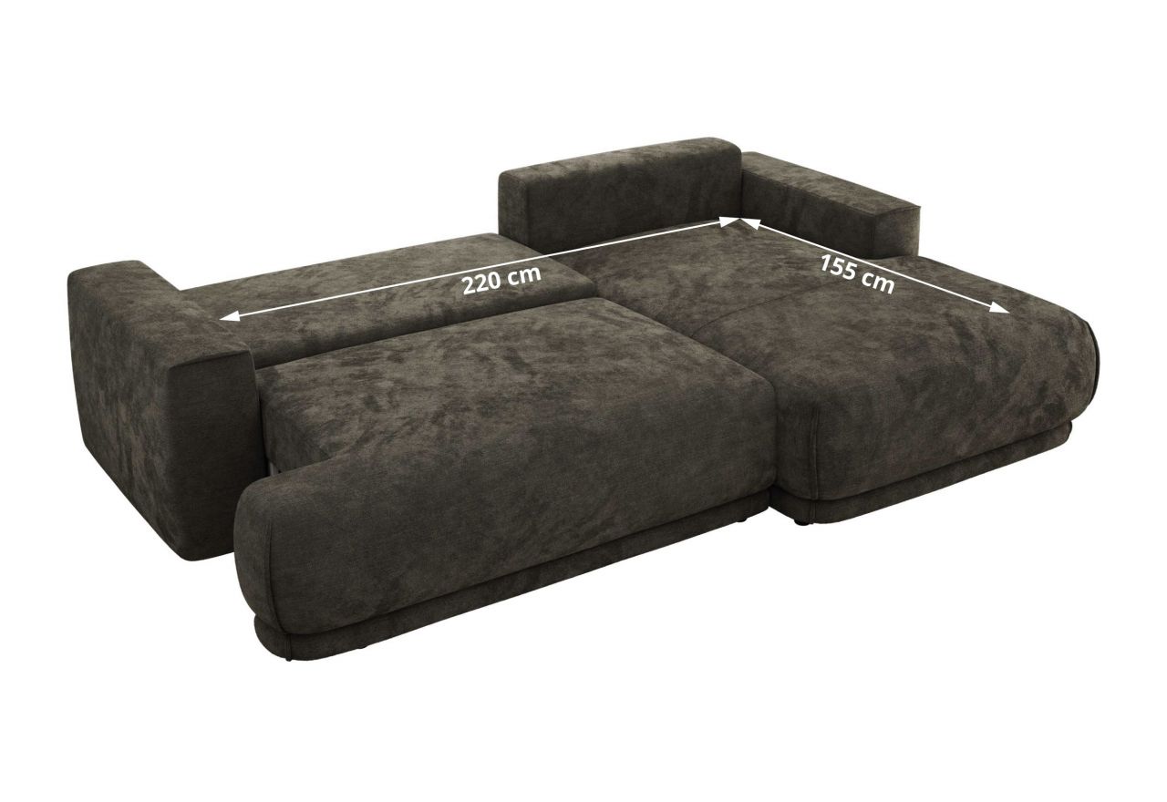 Narożnik RINA L - strona lewa - ciemnoszary, szenil gładki