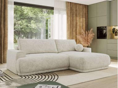 Narożnik RINA L - strona prawa - kremowy, szenil grubo tkany