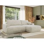 Narożnik RINA L - strona prawa - kremowy, szenil grubo tkany