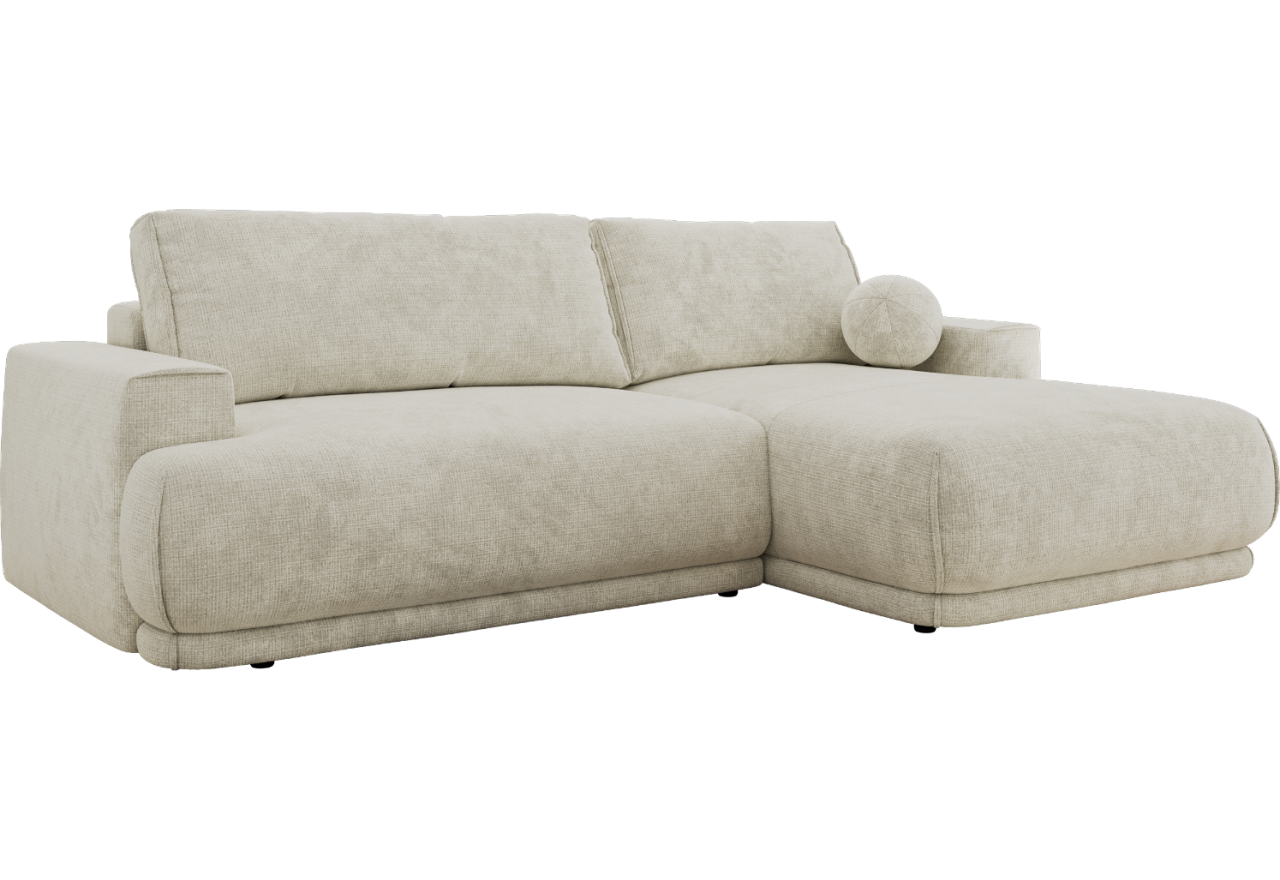 Narożnik RINA L - strona prawa - kremowy, szenil grubo tkany