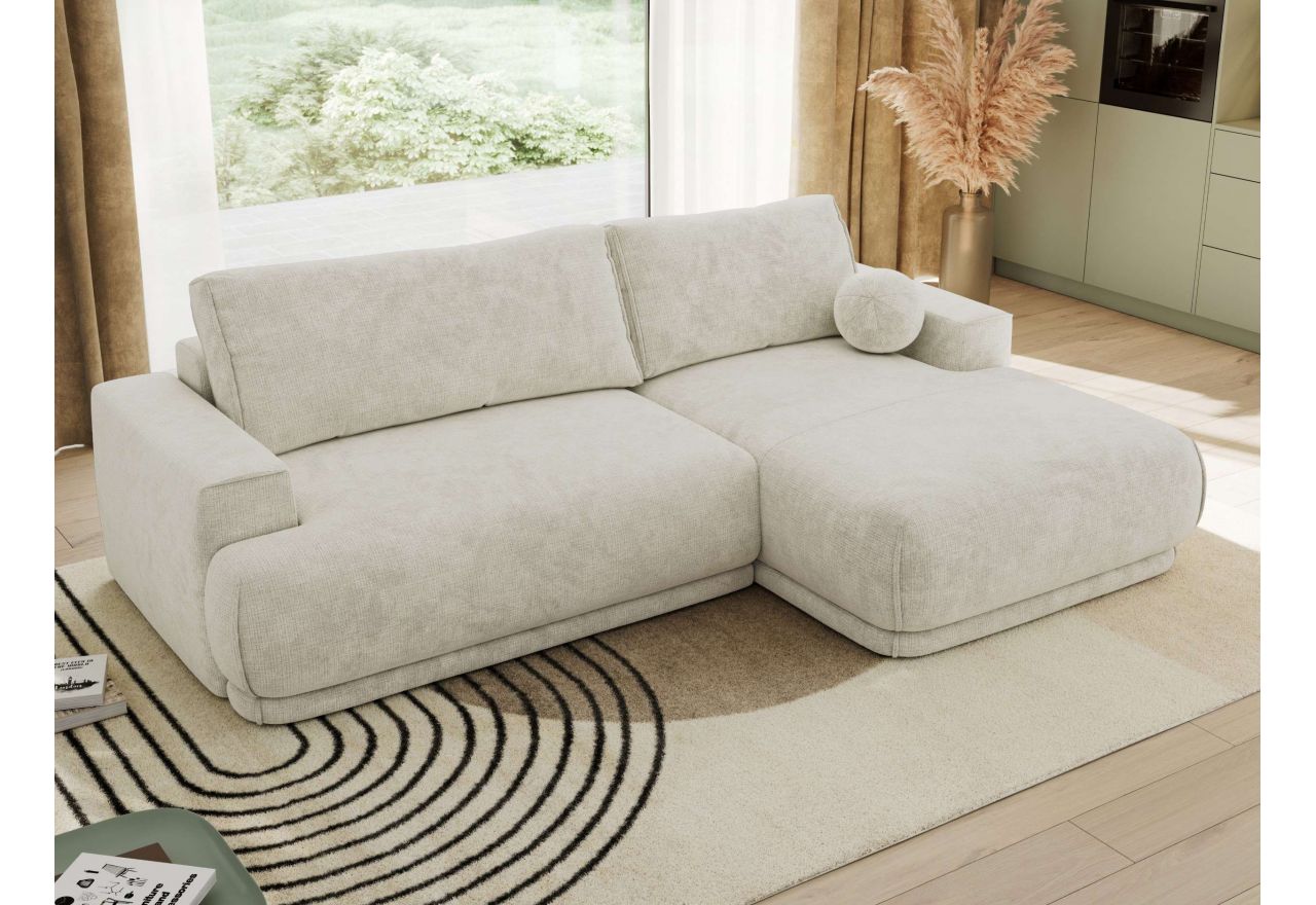 Narożnik RINA L - strona prawa - kremowy, szenil grubo tkany