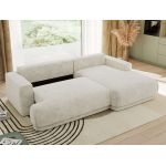 Narożnik RINA L - strona prawa - kremowy, szenil grubo tkany