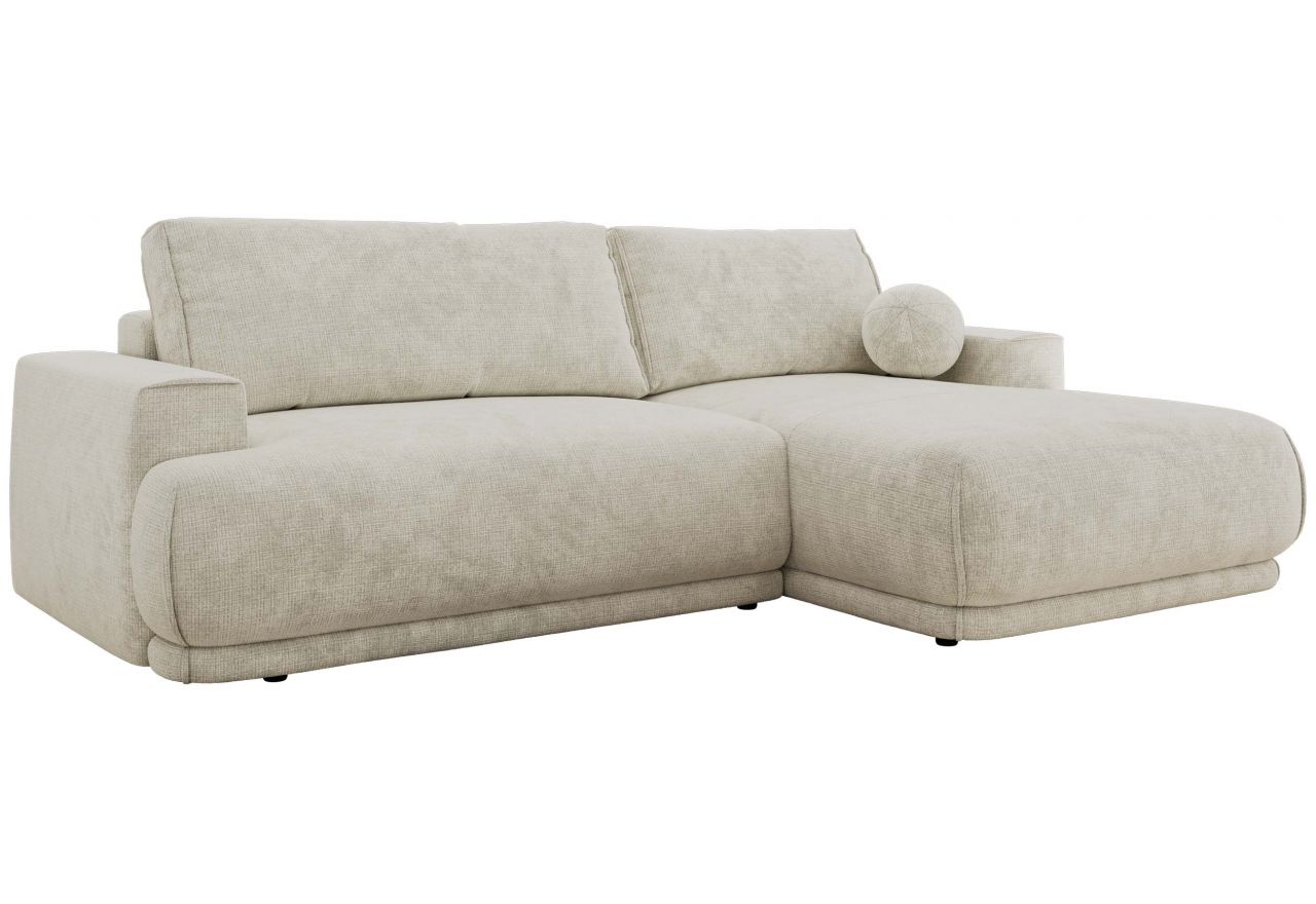 Narożnik RINA L - strona prawa - kremowy, szenil grubo tkany