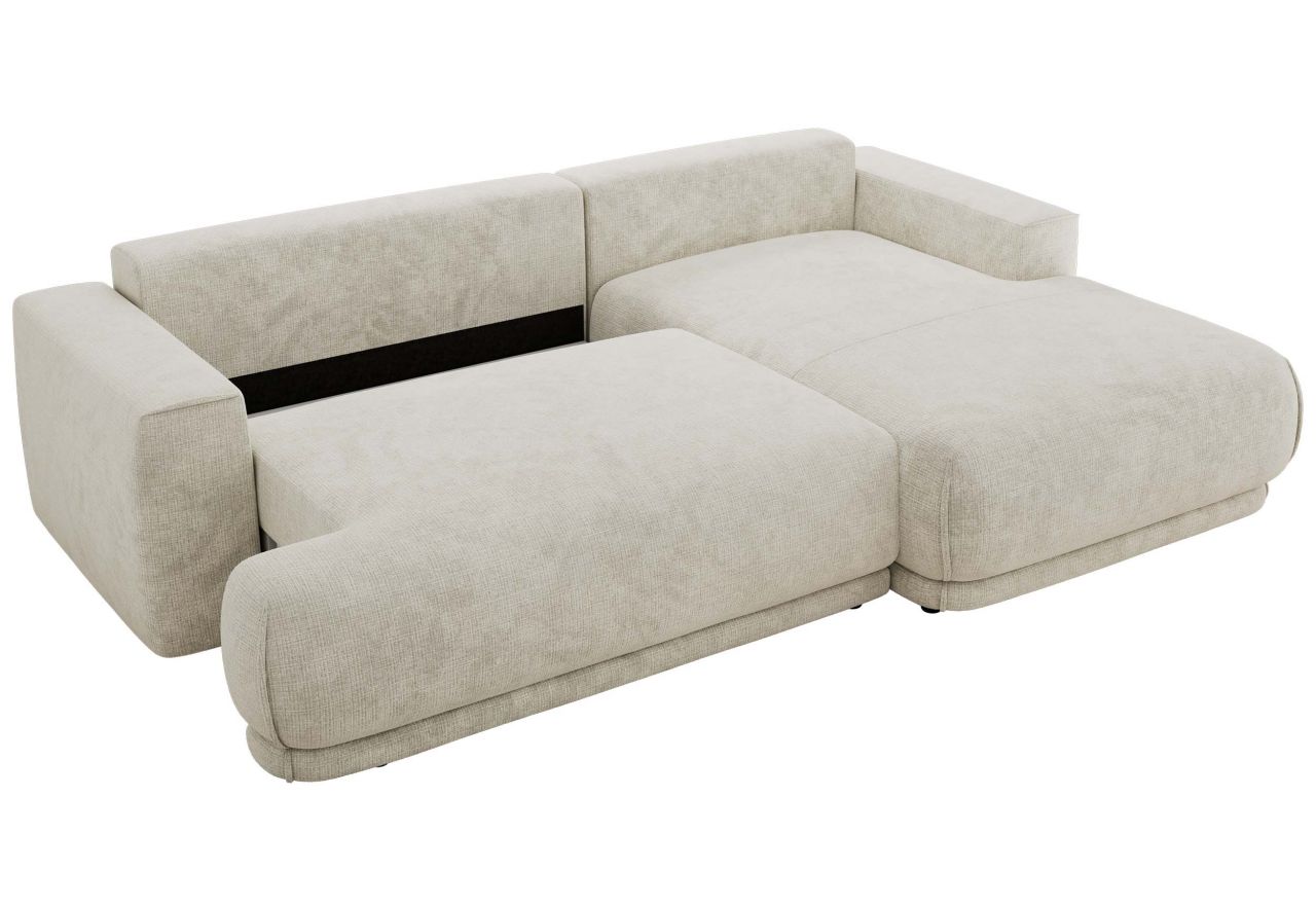 Narożnik RINA L - strona prawa - kremowy, szenil grubo tkany