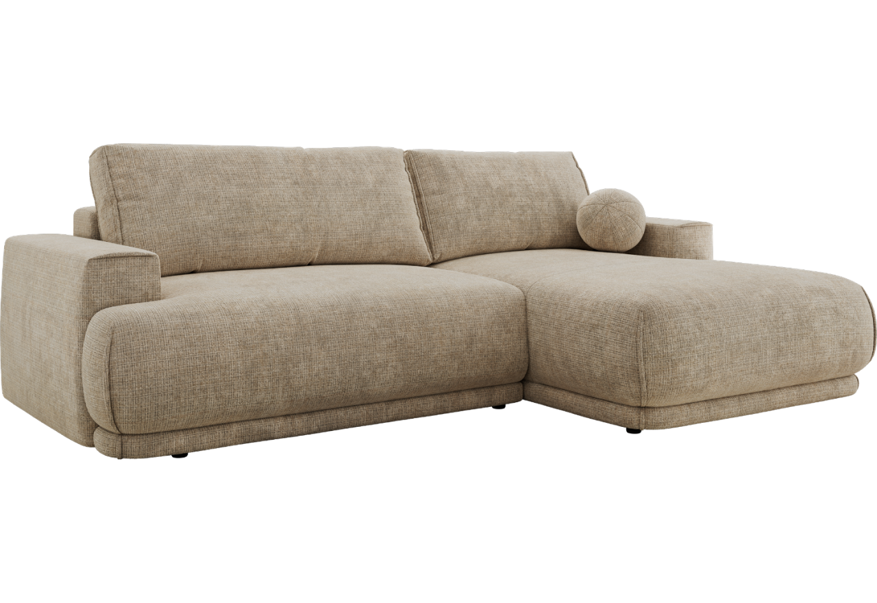 Narożnik RINA L - strona prawa - beżowy, szenil grubo tkany