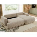 Narożnik RINA L - strona prawa - beżowy, szenil grubo tkany